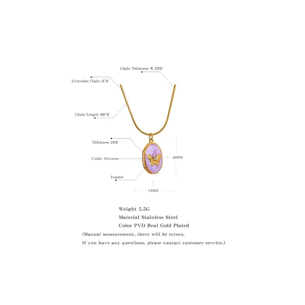 Wee Luxury Women Necklaces Gold Plated Gold-Plated Women Stainless Steel Butterfly Necklace with Cubic Zirconia