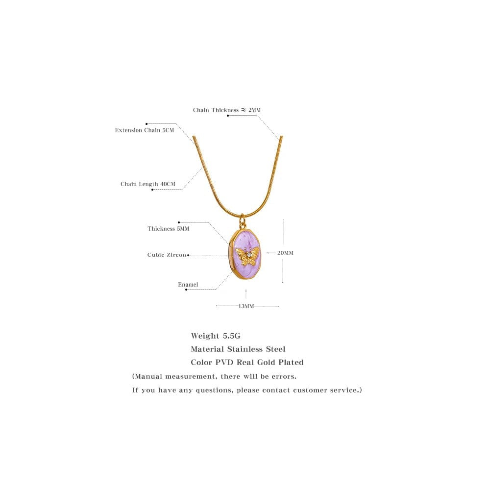 Wee Luxury Women Necklaces Gold Plated Gold-Plated Women Stainless Steel Butterfly Necklace with Cubic Zirconia