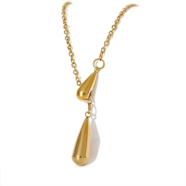 Wee Luxury Women Necklaces Gold Plated Golden Geometric Water Drop Necklace - Women's Stainless Steel Fashion Jewelry