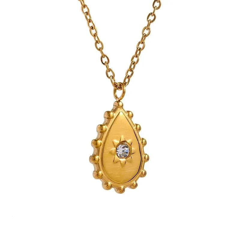 Wee Luxury Women Necklaces Gold Plated Necklace Golden Water Drop Jewellery Necklace with Cubic Zirconia Accents