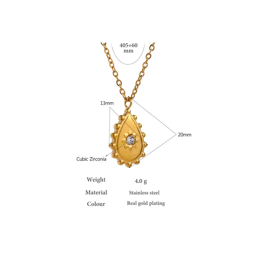 Wee Luxury Women Necklaces Gold Plated Necklace Golden Water Drop Jewellery Necklace with Cubic Zirconia Accents