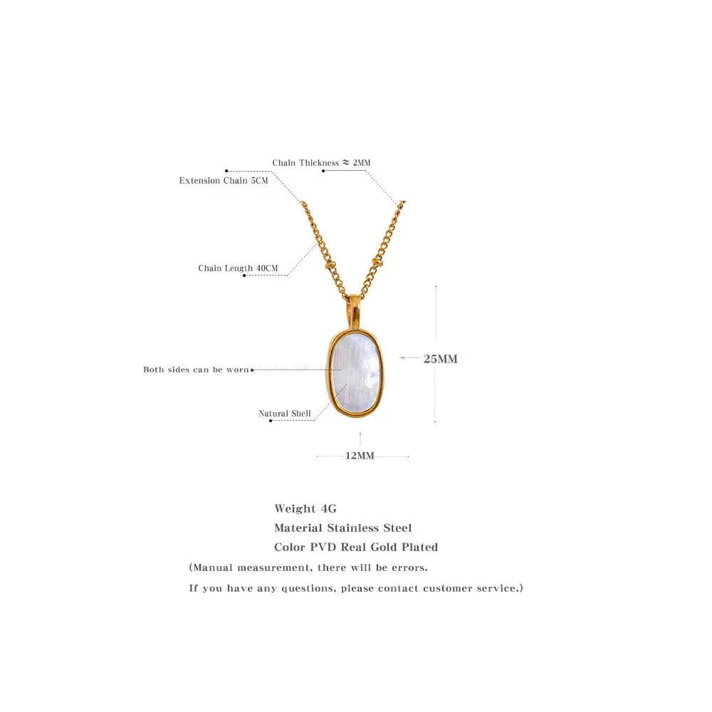 Wee Luxury Women Necklaces Gold Plated Stylish Double-sided Natural Cast Shell Pendant Necklace 18K PVD Plated