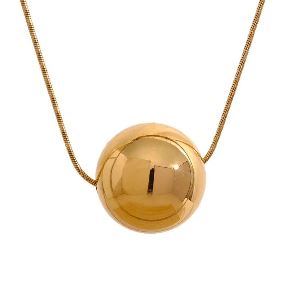 Wee Luxury Women Necklaces Gold Round Ball Bead Necklace Pendant Stylish 18K Gold Plated