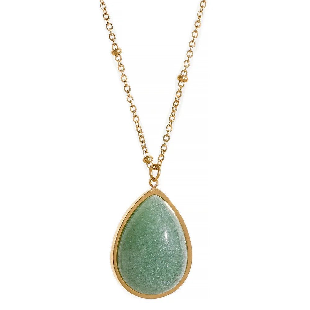 Wee Luxury Women Necklaces Green Amethyst Water Drop Pendant Jewlr Necklace for Women