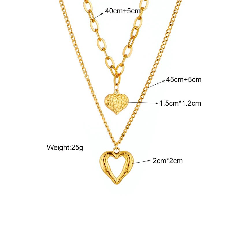 Wee Luxury Women Necklaces N1506 Trendy Women Small Uneven Folds 2 Love Necklace