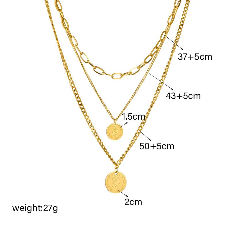 Wee Luxury Women Necklaces N2259 Round Coin Portrait Pendant Chain Necklace For Women