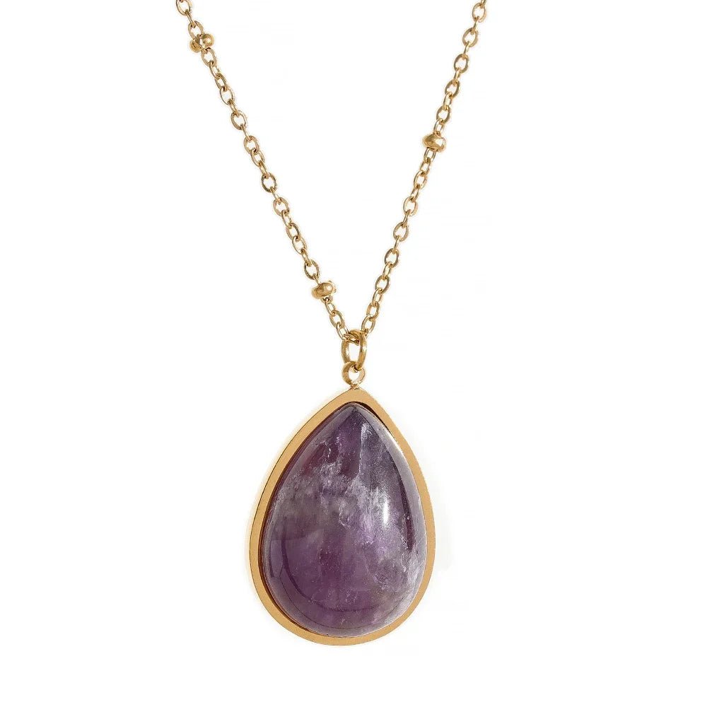 Wee Luxury Women Necklaces Purple Amethyst Water Drop Pendant Jewlr Necklace for Women