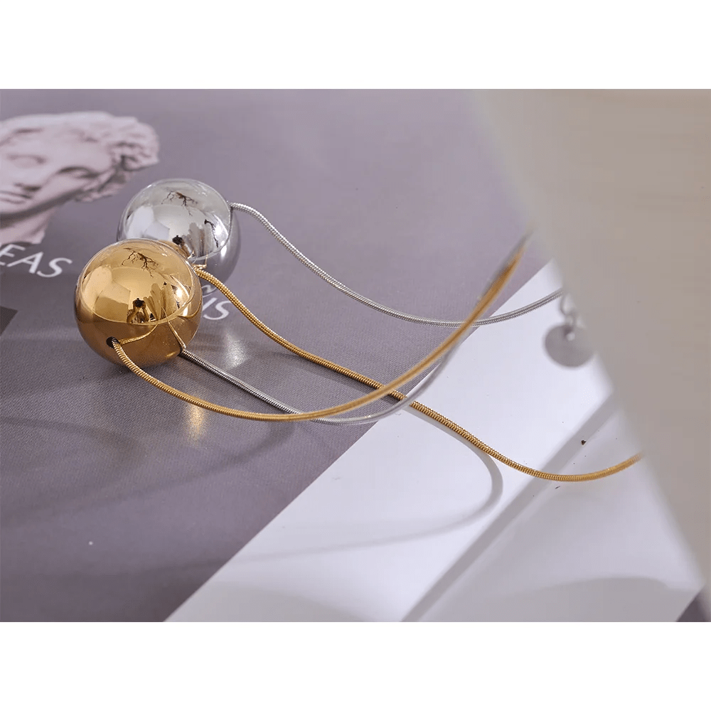 Wee Luxury Women Necklaces Round Ball Bead Necklace Pendant Stylish 18K Gold Plated