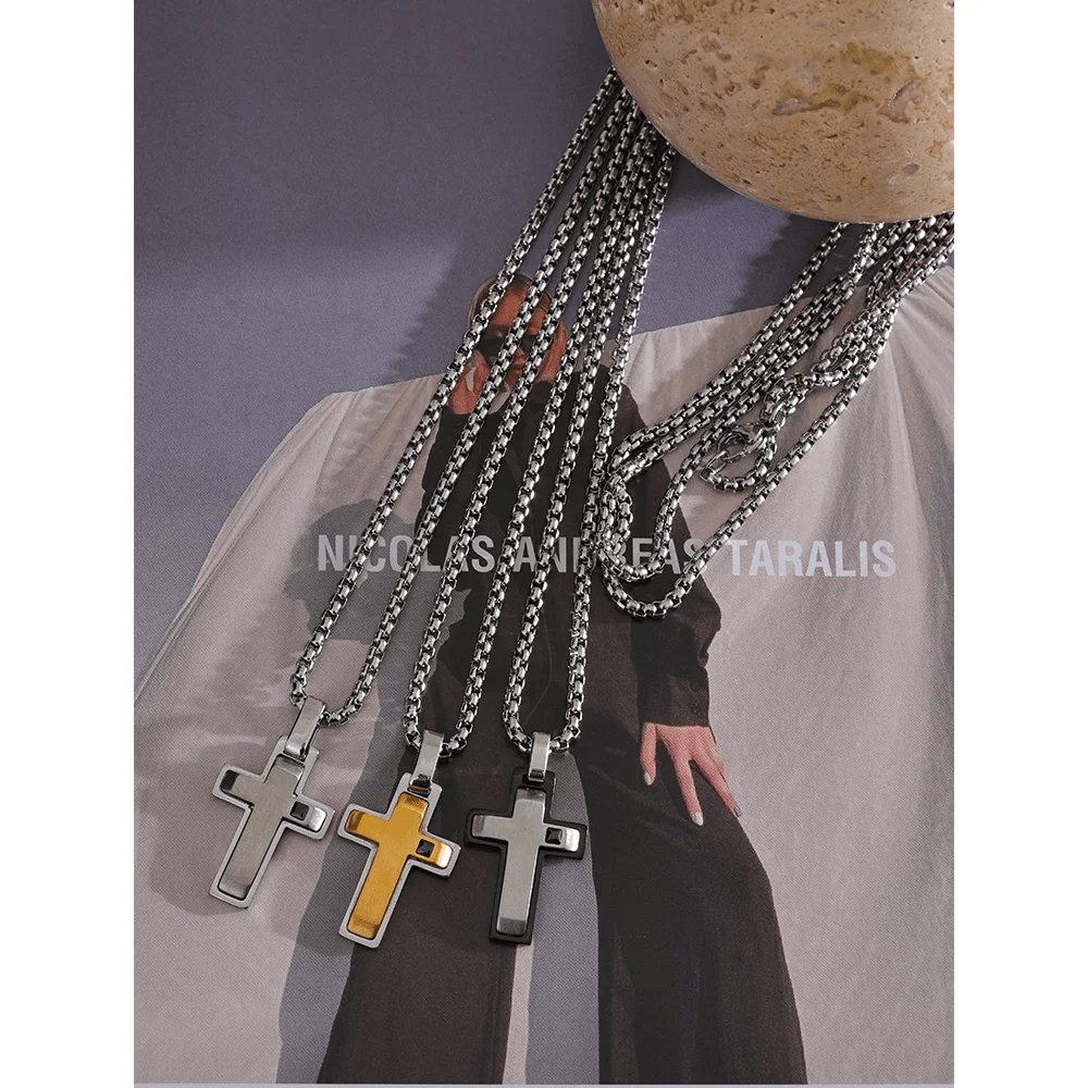 Wee Luxury Women Necklaces Three-dimensional Cross Pendant Stainless Steel Men Necklace