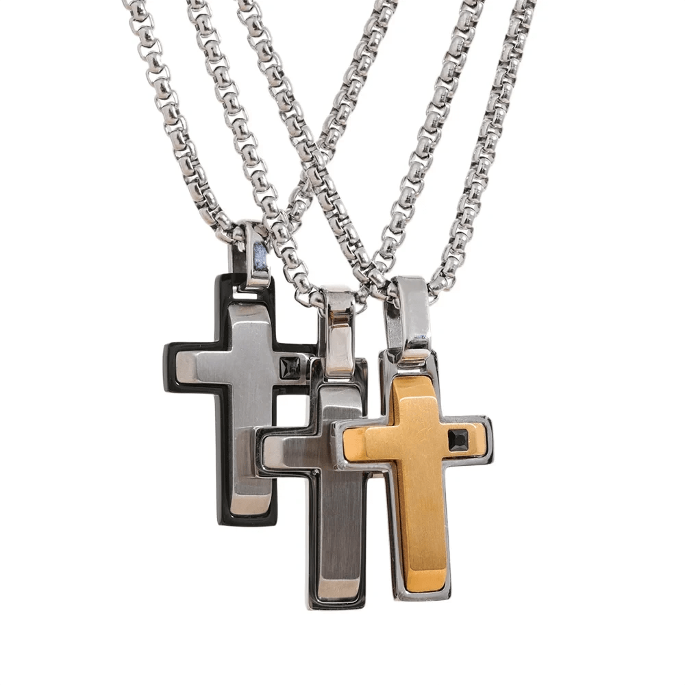 Wee Luxury Women Necklaces Three-dimensional Cross Pendant Stainless Steel Men Necklace