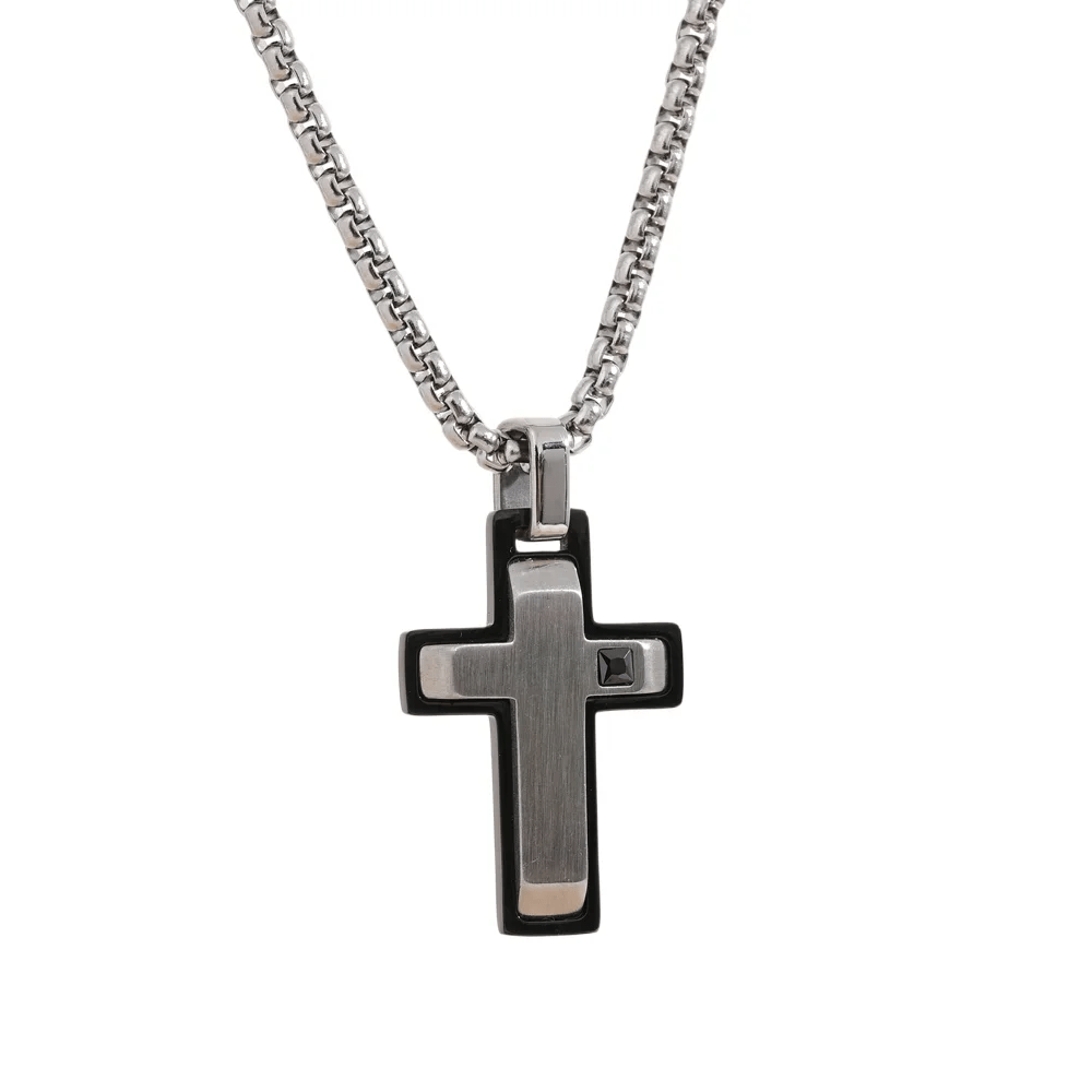 Wee Luxury Women Necklaces Three-dimensional Cross Pendant Stainless Steel Men Necklace