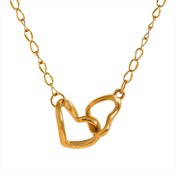 Wee Luxury Women Necklaces YH125A Gold Charm Heart Pendant Won't Separate Cast Fashion Necklace