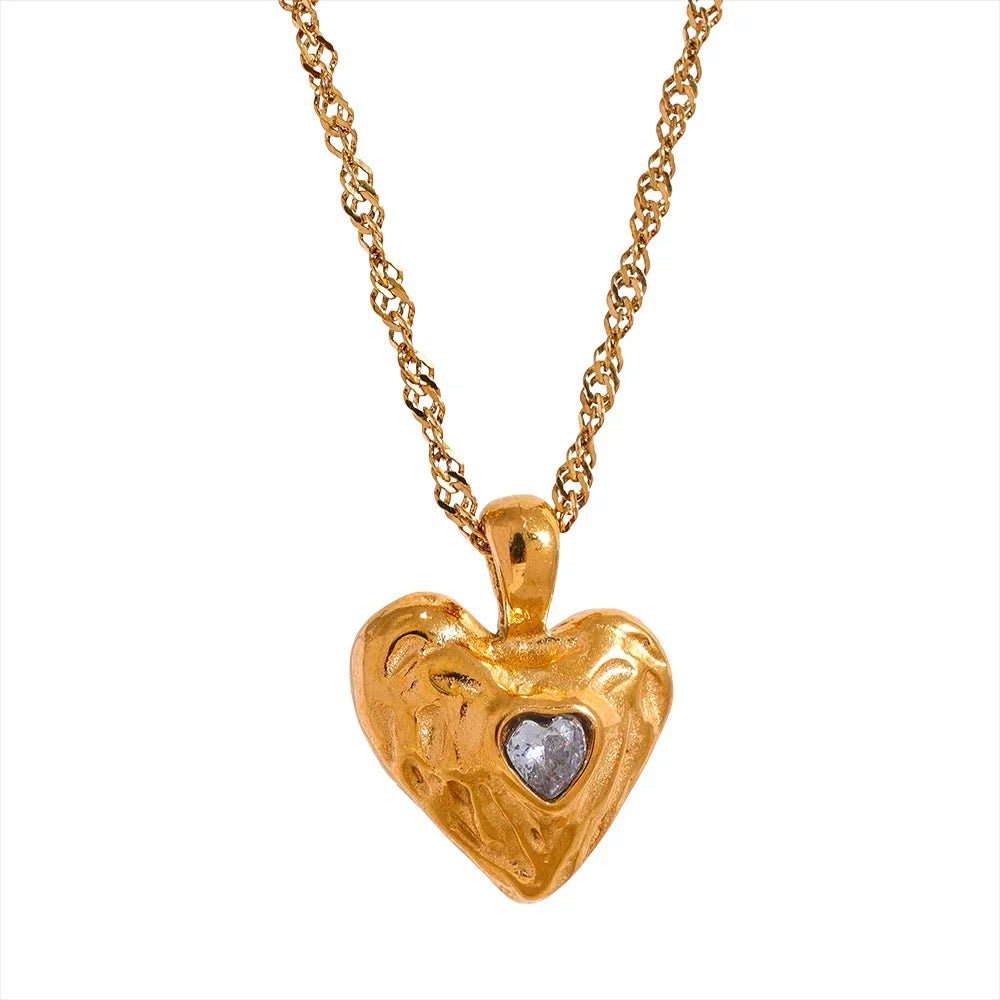 Wee Luxury Women Necklaces YH2185A Gold Fashion Stainless Steel Heart Love Pendant Necklace