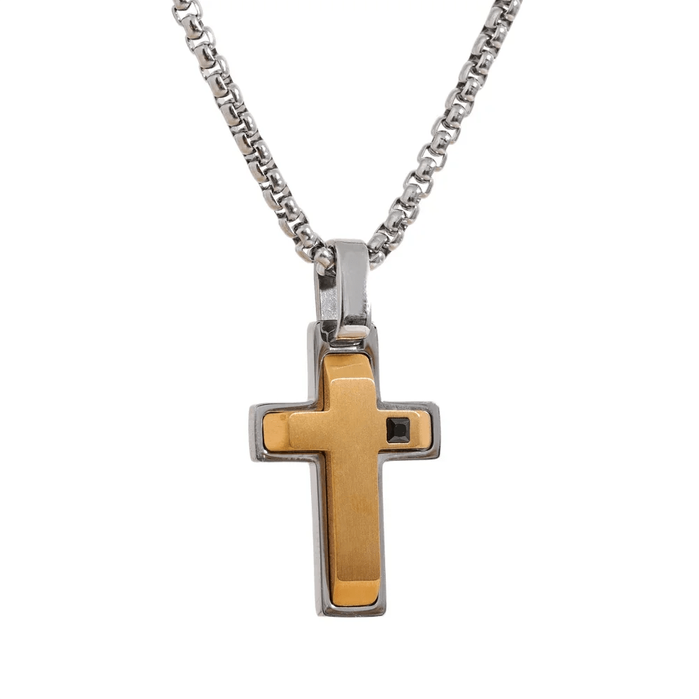 Wee Luxury Women Necklaces YH5002A Glod Three-dimensional Cross Pendant Stainless Steel Men Necklace
