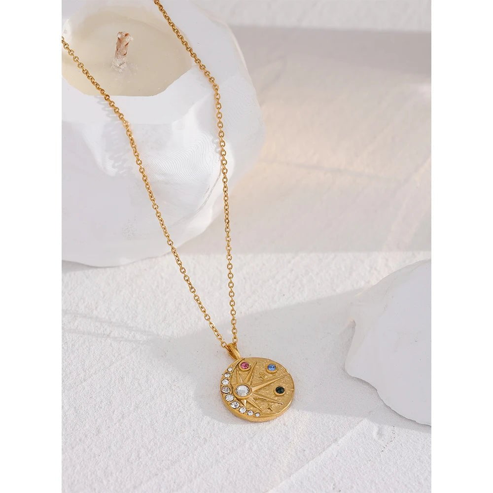 Wee Luxury Women Necklaces YH842A Charm Crystal PVD Golden Pendant Chain Necklace