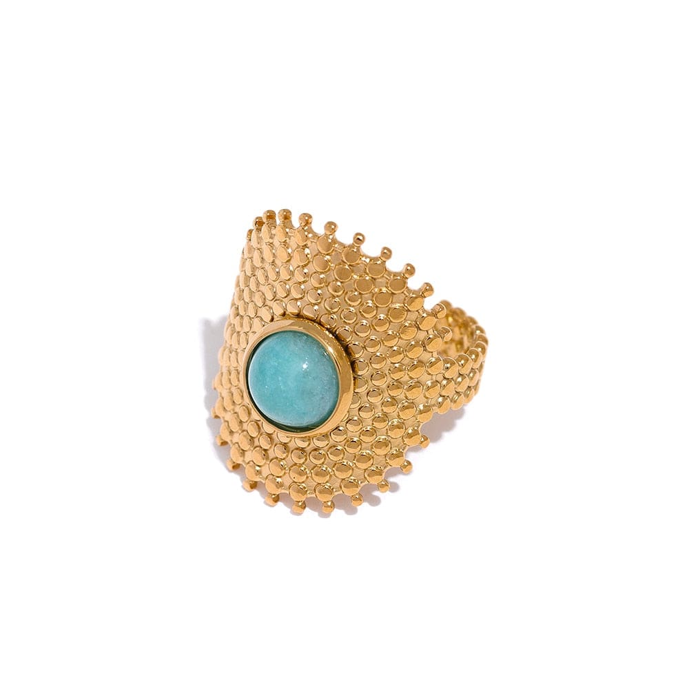 Wee Luxury Women Rings Bohemian Style Women Turquoise Blue Stone Ring