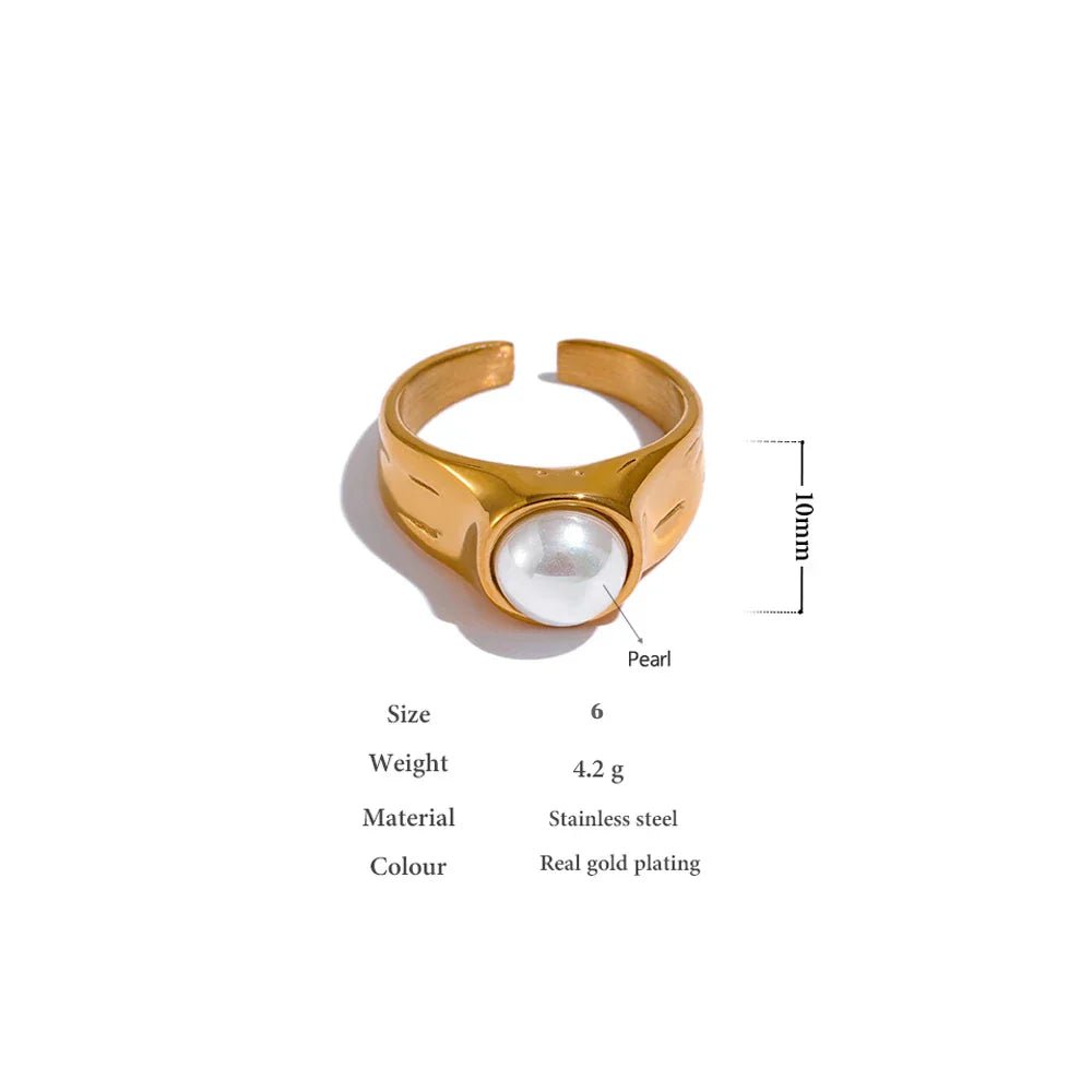 Wee Luxury Women Rings Gold / 6 Imitation Pearls Golden Geometric Finger Ring for Women