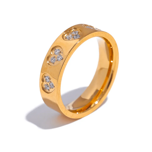 Wee Luxury Women Rings Gold Plated / 6 Exquisite Cubic Zirconia Round Chic Fashion Heart Ring