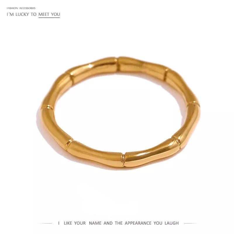 Wee Luxury Women Rings Minimalist Golden Bamboo Joint Metal Finger Ring