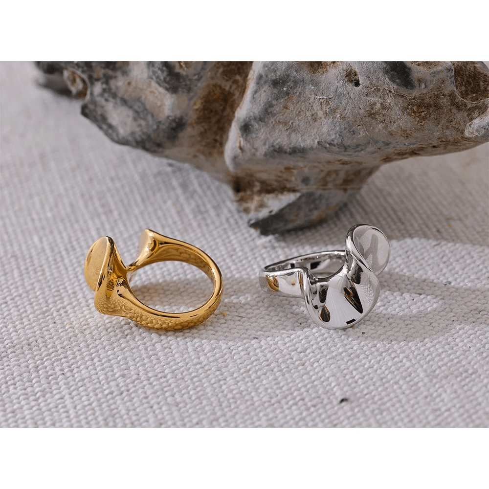 Wee Luxury Women Rings Stylish Unique Stainless Steel Irregular Geometric Ring