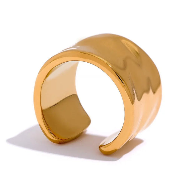 Wee Luxury Women Rings YH1016A / 7 Geometric Wide Minimalist Statement Stainless Steel Ring
