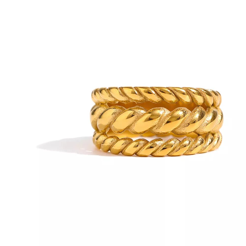 Wee Luxury Women Rings YH1083A Gold / 6 Metal Twisted Gold Statement Chain Finger Ring