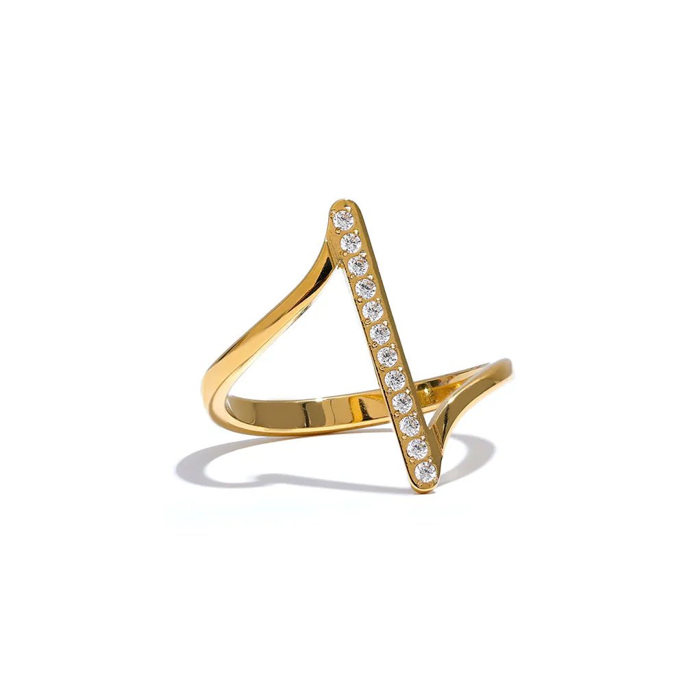 Wee Luxury Women Rings YH1621A Gold / 6 Geometric Delicate Shiny Twisted CZ Chic Unique Ring