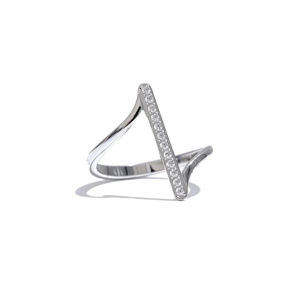 Wee Luxury Women Rings YH1621A Platinum / 6 Geometric Delicate Shiny Twisted CZ Chic Unique Ring