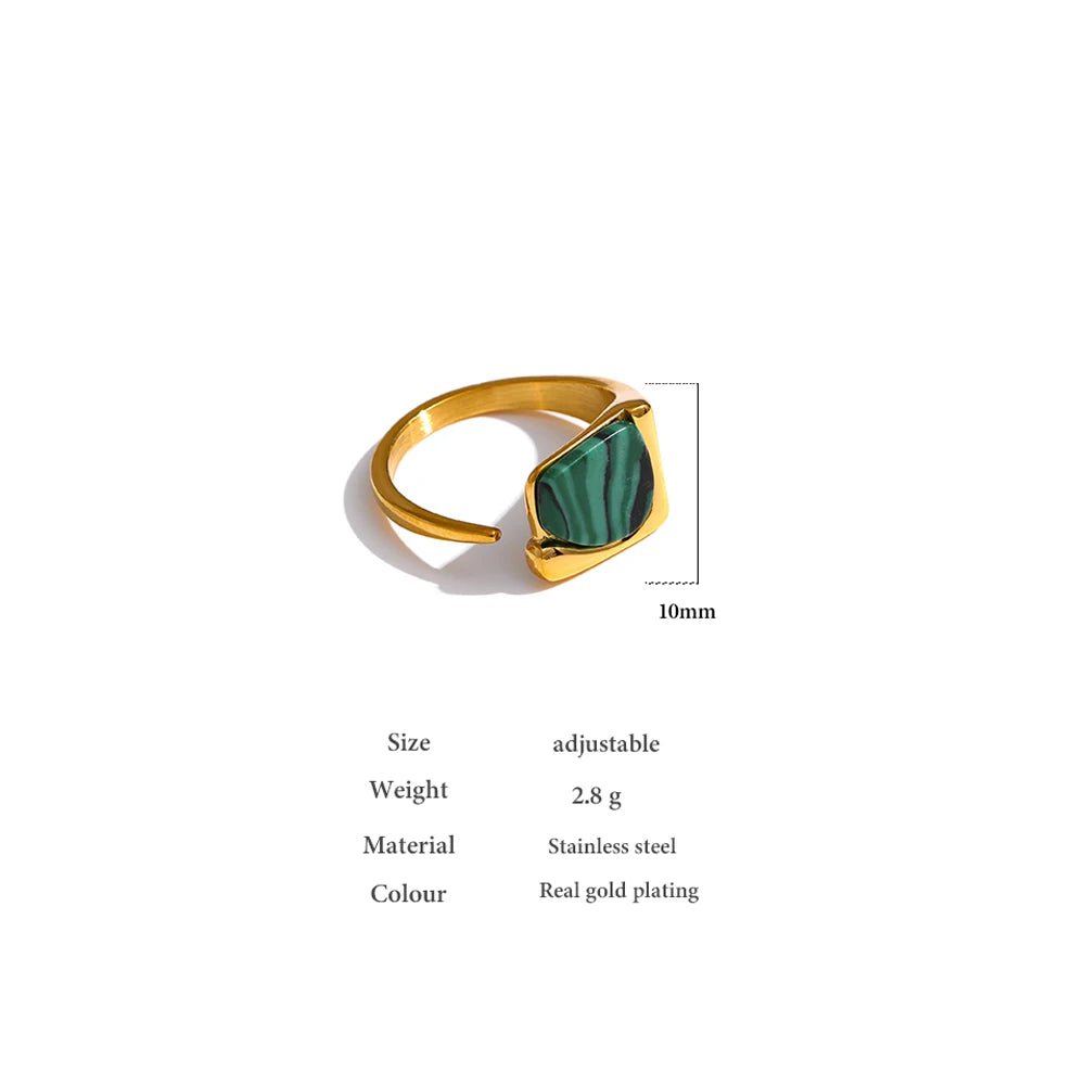 Wee Luxury Women Rings YH2236A Gold / Opening Vintage Natural Stone Opening Metal Finger Ring