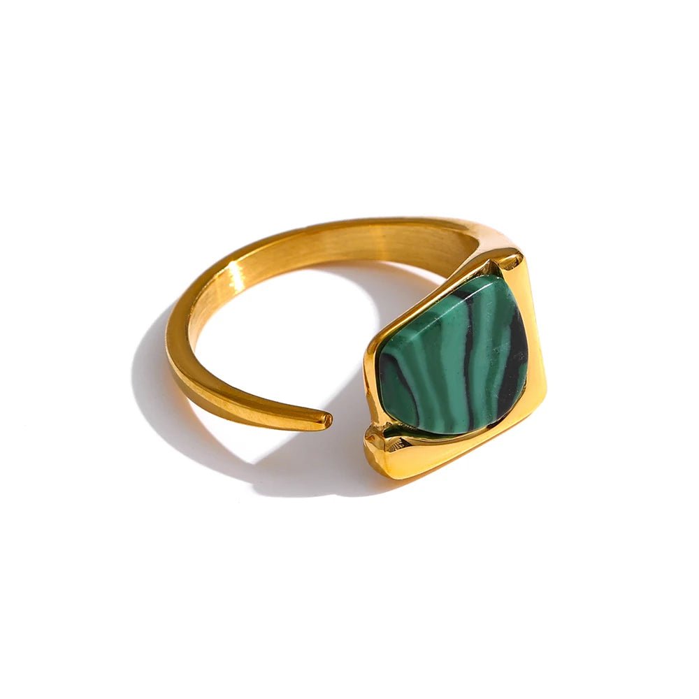Wee Luxury Women Rings YH2236A Gold / Opening Vintage Natural Stone Opening Metal Finger Ring