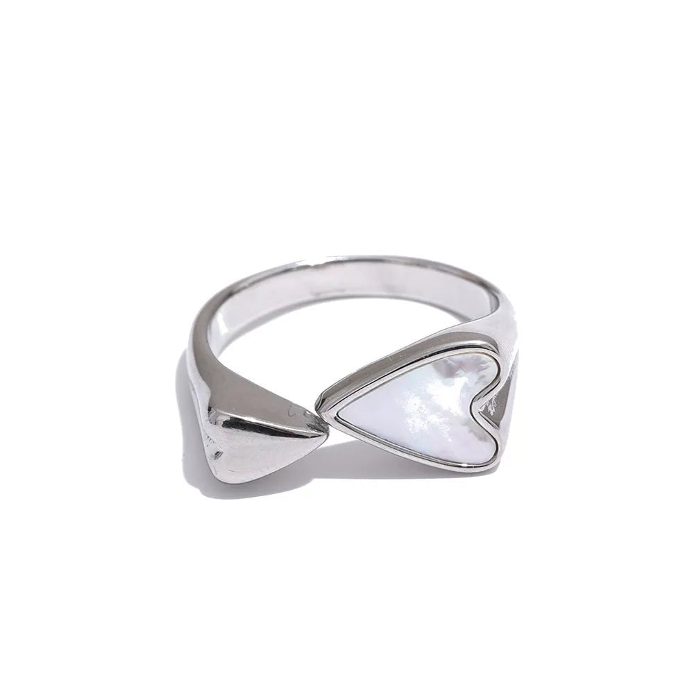 Wee Luxury Women Rings YH368A - Steel White / 7 Metal Shell Acrylic Heart Stylish Stainless Steel Ring