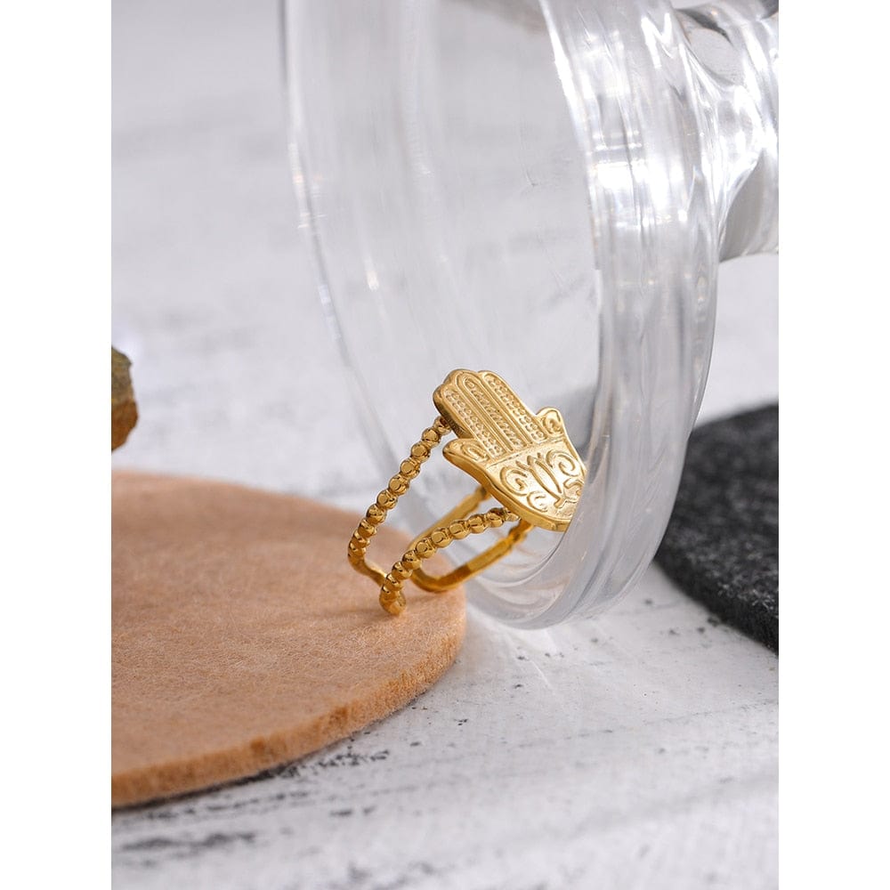 Wee Luxury Women Rings YH500A Gold / China / Resizable Stylish Palm Opening Stainless Steel Rings