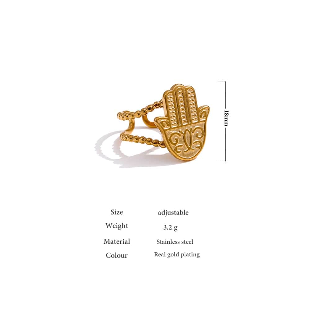 Wee Luxury Women Rings YH500A Gold / China / Resizable Stylish Palm Opening Stainless Steel Rings