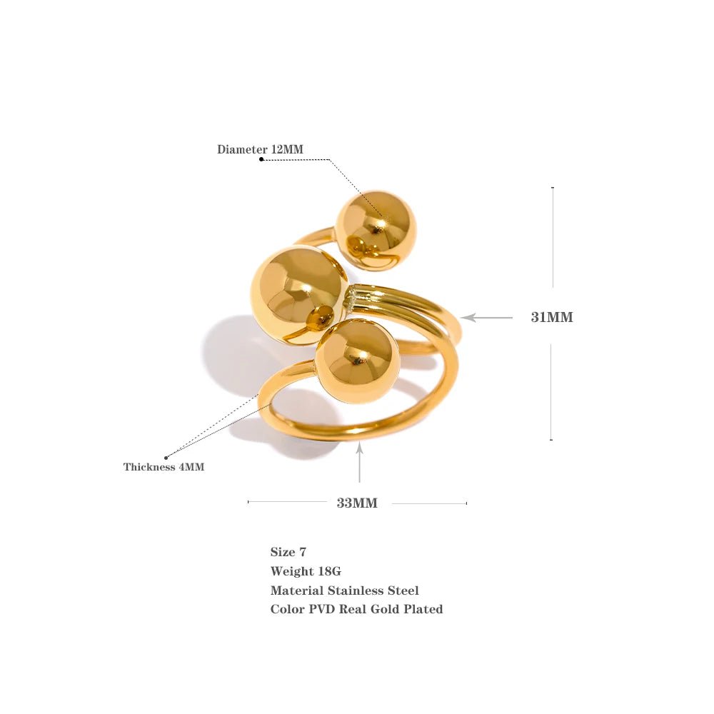 Wee Luxury Women Rings YH530A / 7 Stylish Unique Big Bead Personality Multi Layered Ring