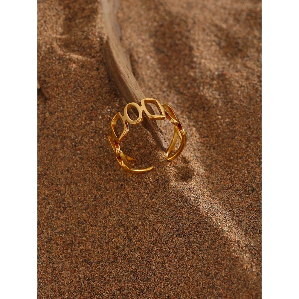 Wee Luxury Women Rings YH713A Gold / Opening Golden Geometric Chic Irregular Opening Finger Ring