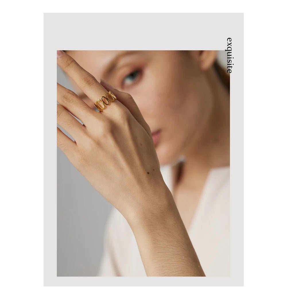 Wee Luxury Women Rings YH713A Gold / Opening Golden Geometric Chic Irregular Opening Finger Ring