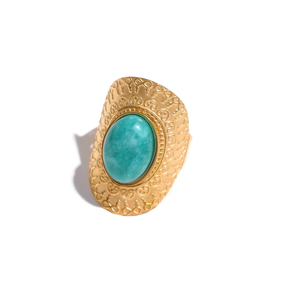 Wee Luxury YH033A / Opening Bohemian Stylish Adjustable Natural Stone Turquoise Ring