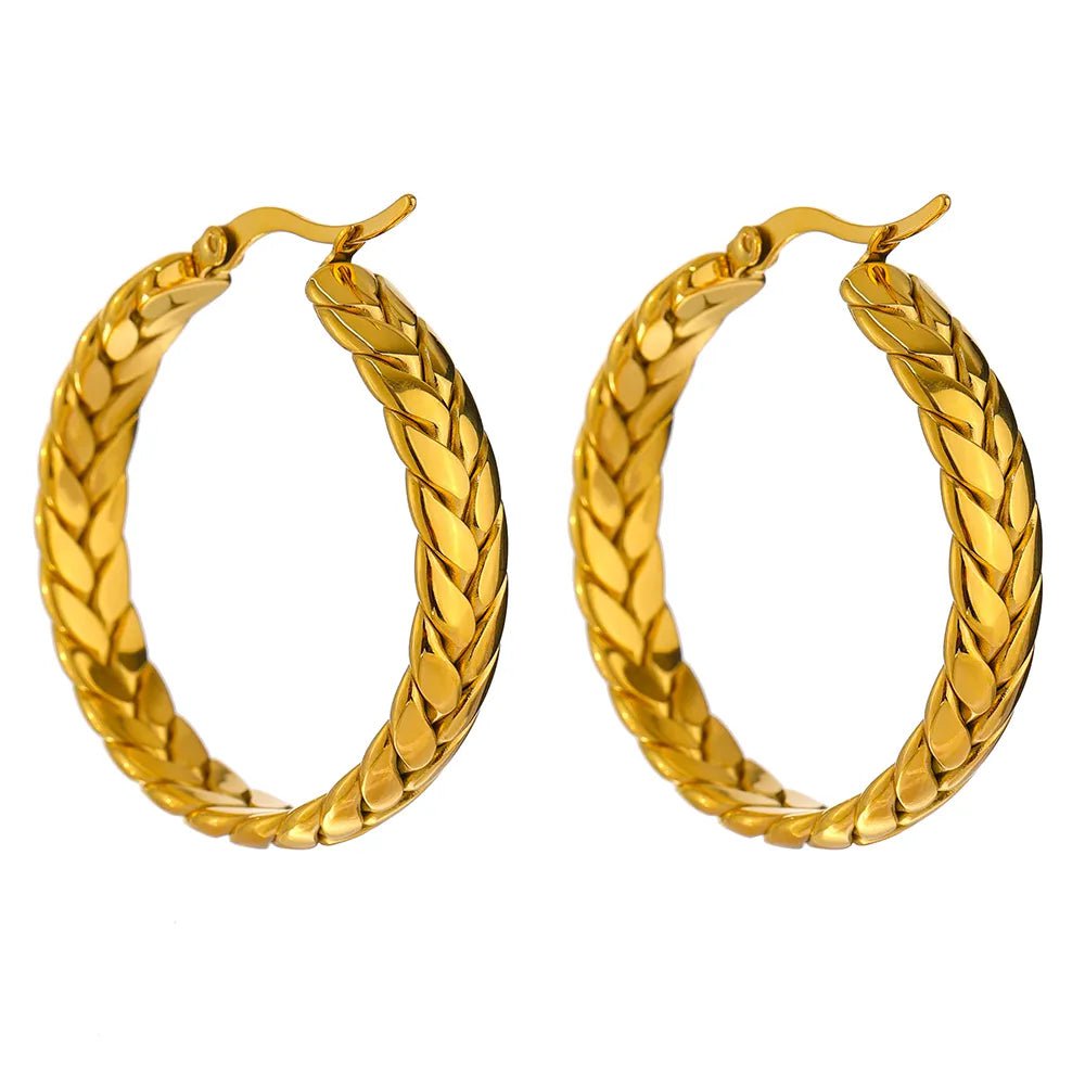 Wee Luxury YH1265A Earrings Leaves Bangle Bracelet Minimalist Metalic Golden Cuff Bracelet
