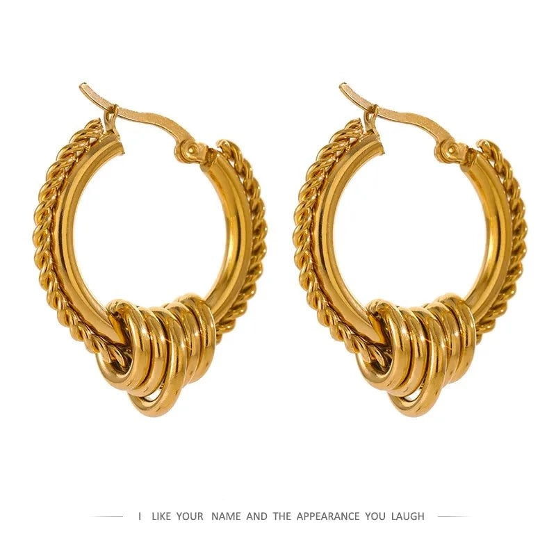 Wee Luxury YH169A Gold Round Stylish Gold Plated Twisted Huggie Earrings