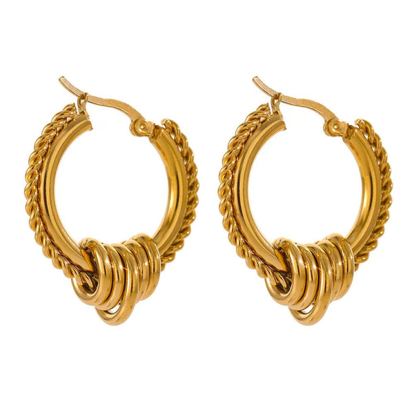 Wee Luxury YH169A Gold Round Stylish Gold Plated Twisted Huggie Earrings