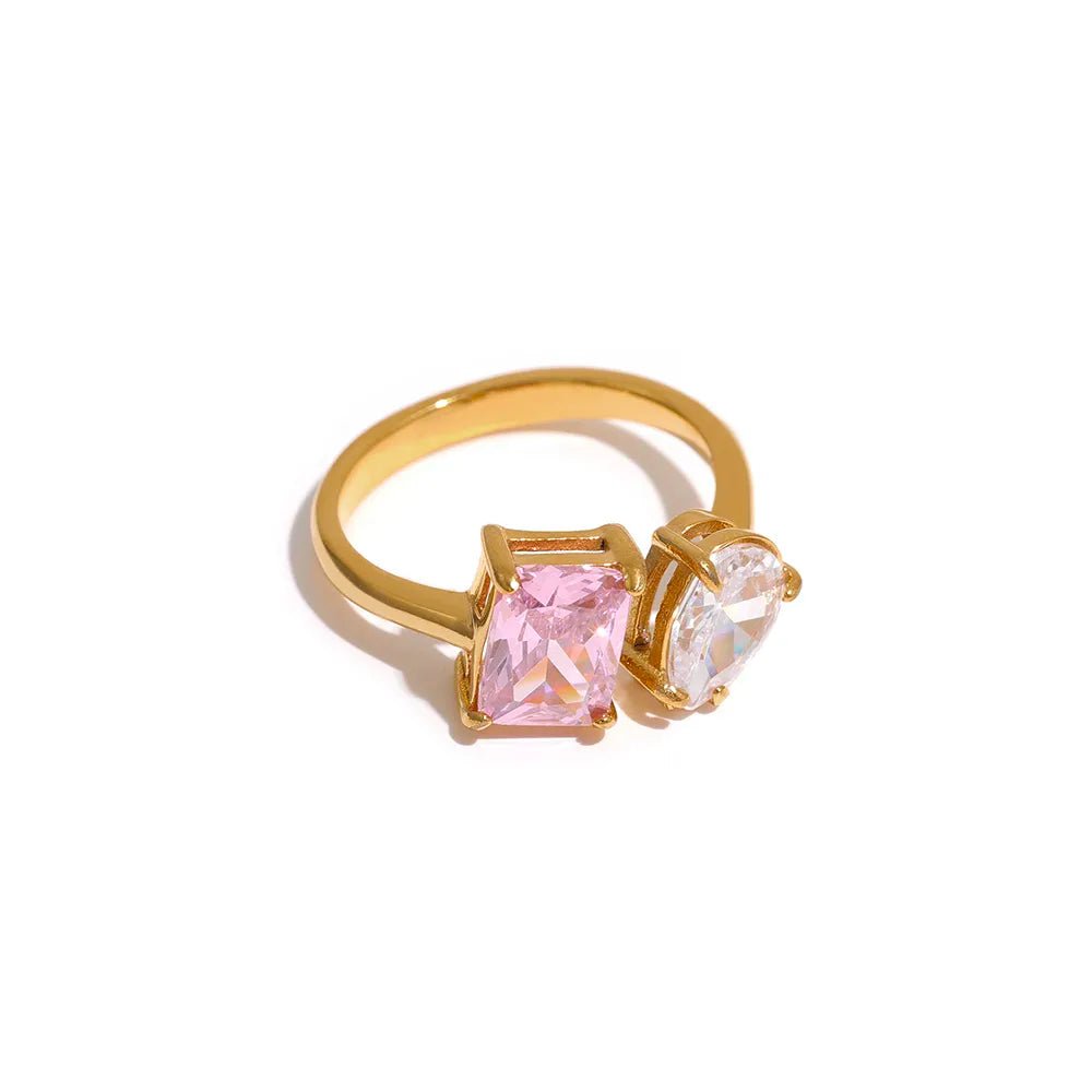 Wee Luxury YH1774A Pink / Opening Cubic Zirconia Adjustable Open Unique Ring Bling Charm Jewelry