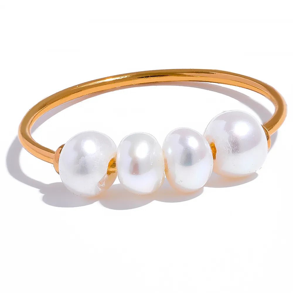 Wee Luxury YH690A / 6 Natural Freshwater Pearls Thin Index Finger Ring for Women