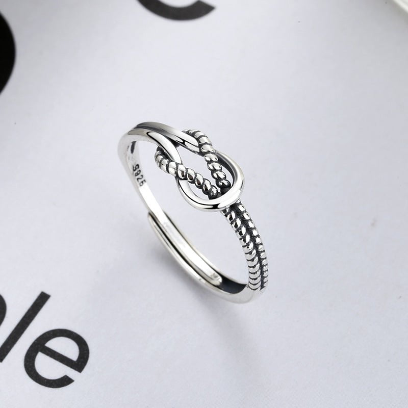 Wee Luxury Yj077/about 1.7 grams / The opening is adjustable Thai Silver Retro Twist Knot Open Ring for Women