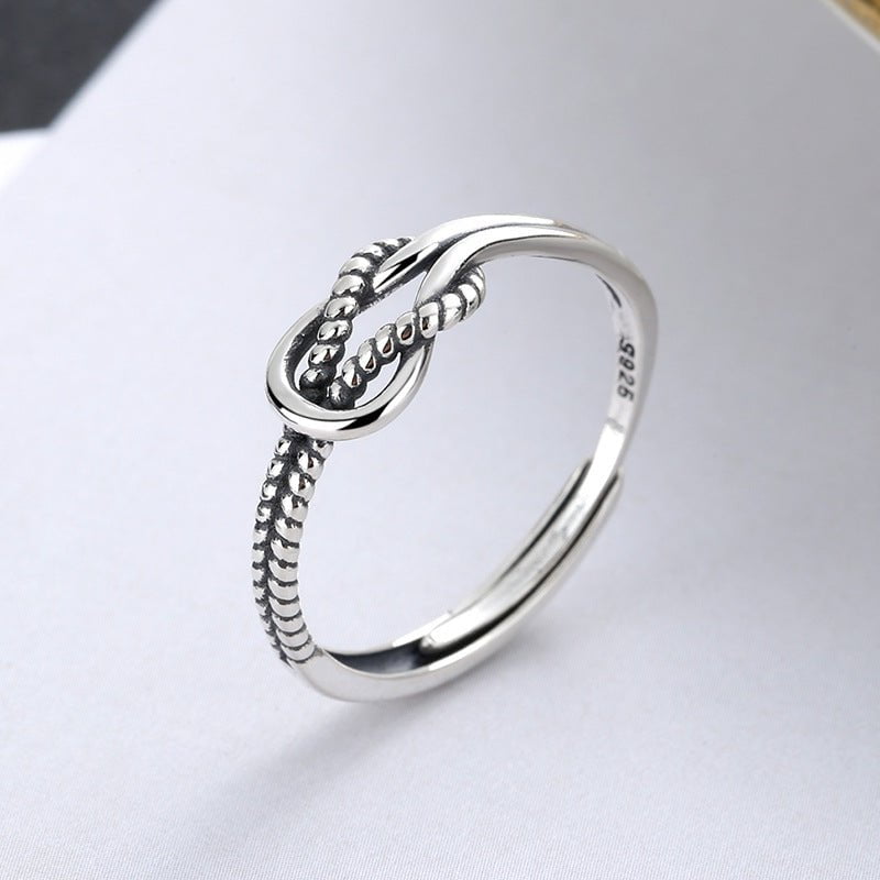 Wee Luxury Yj077/about 1.7 grams / The opening is adjustable Thai Silver Retro Twist Knot Open Ring for Women