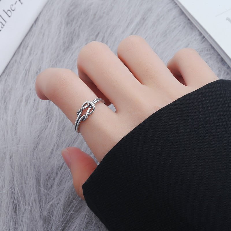 Wee Luxury Yj077/about 1.7 grams / The opening is adjustable Thai Silver Retro Twist Knot Open Ring for Women