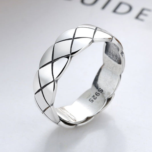 Wee Luxury Yj098/about 3.6 grams / The live mouth can be adjusted Simple Adjustable Opening Retro Style Sterling Silver Ring for Women