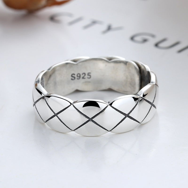 Wee Luxury Yj098/about 3.6 grams / The live mouth can be adjusted Simple Adjustable Opening Retro Style Sterling Silver Ring for Women