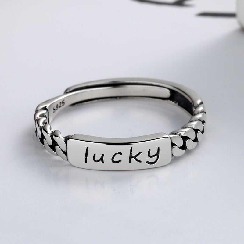 Wee Luxury Yj143/about 1.6 grams / The opening is adjustable Niche Design Retro Sterling Silver Good Luck Open Ring