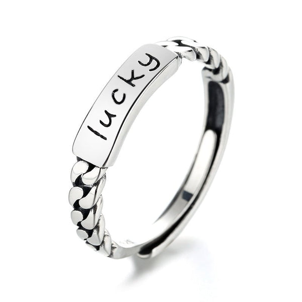 Wee Luxury Yj143/about 1.6 grams / The opening is adjustable Niche Design Retro Sterling Silver Good Luck Open Ring