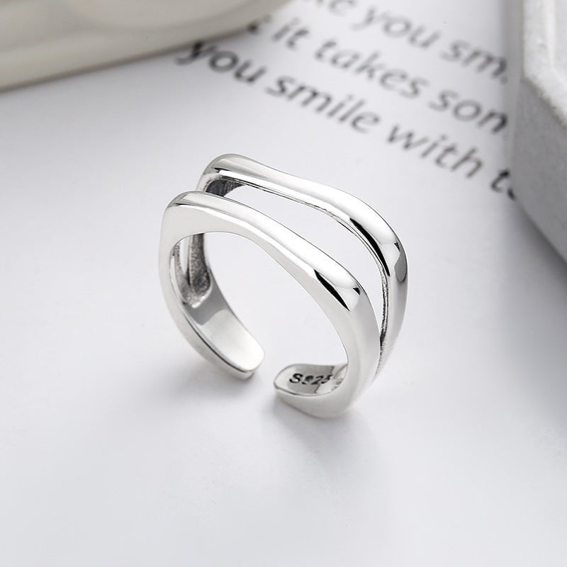 Wee Luxury Yj879/about 4.6 grams / The opening is adjustable Geometric Retro Korean Style Double-layer Irregular Silver Ring